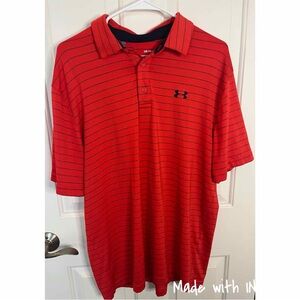 Men’s Under Armour Striped Polo Red